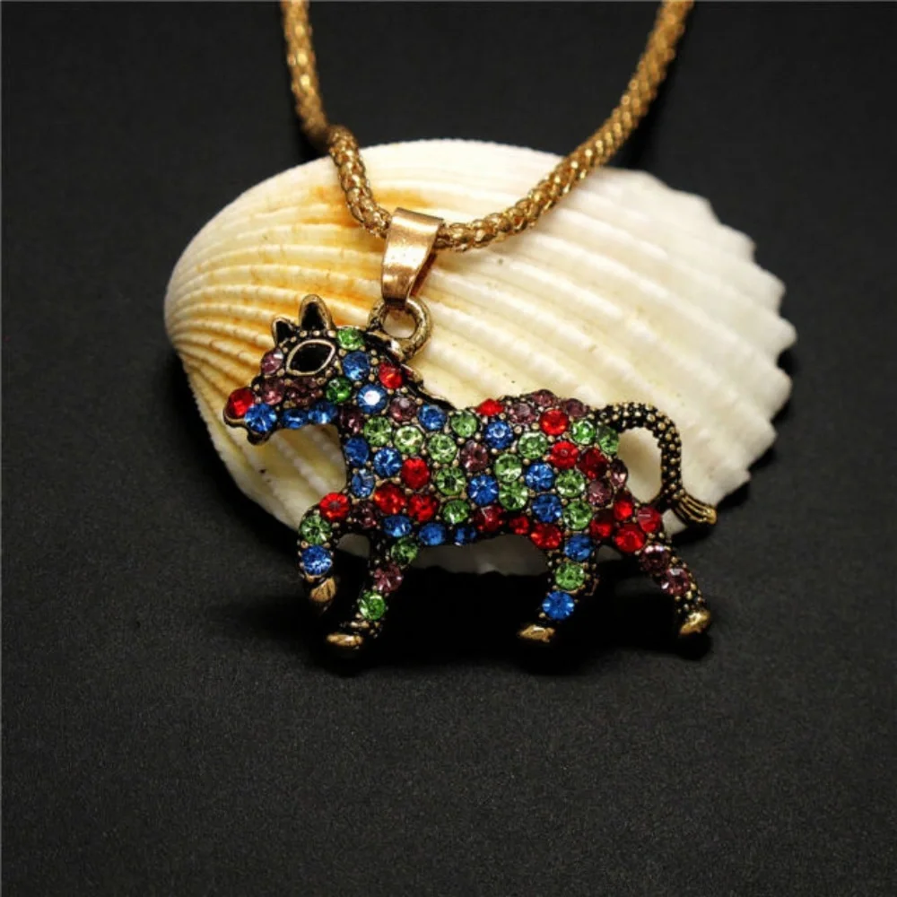 New Horse Pony‎ Crystal Rhinestone Pendant Necklace